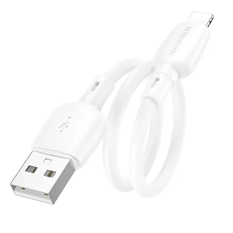 Короткий кабель USB - Lightning BOROFONE BX93 / 25см, 2.4A, 12W / белый Короткий кабель USB - Lightning BOROFONE BX93 / 25см, 2.4A, 12W / белый