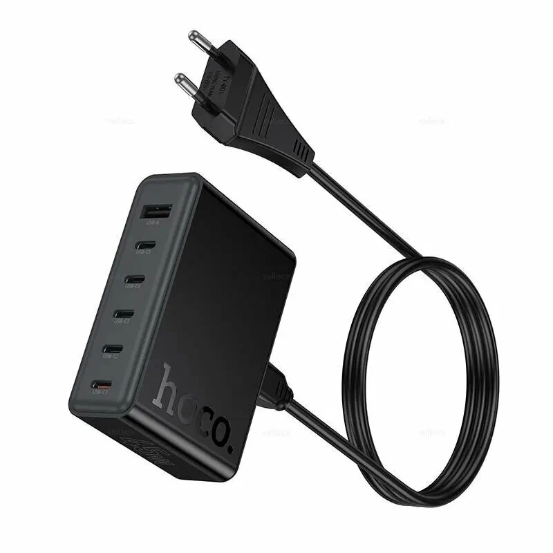 Зарядное устройство HOCO, C150A PD45W, для 6 устройств, 4 порта Type-C, 1 порт USB, кабель