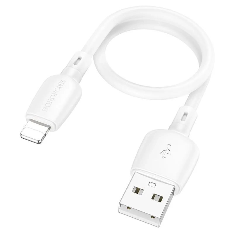Короткий кабель USB - Lightning BOROFONE BX93 / 25см, 2.4A, 12W / белый Короткий кабель USB - Lightning BOROFONE BX93 / 25см, 2.4A, 12W / белый