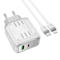 Сетевое зарядное устройство, 1 USB 3.0 QC+1 PD 45W (C136A)
