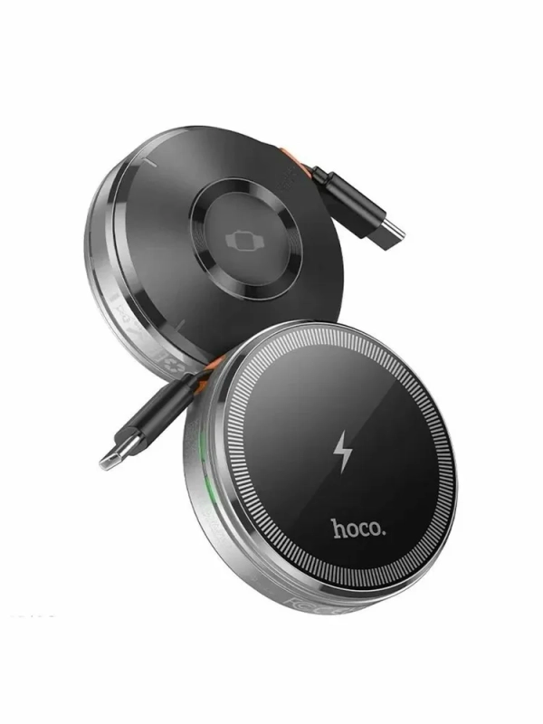 Беспроводное зарядное устройство Hoco CQ18 MagSafe для iPhone и iWatch, серебристое Беспроводное зарядное устройство Hoco CQ18 MagSafe для iPhone и iWatch, серебристое