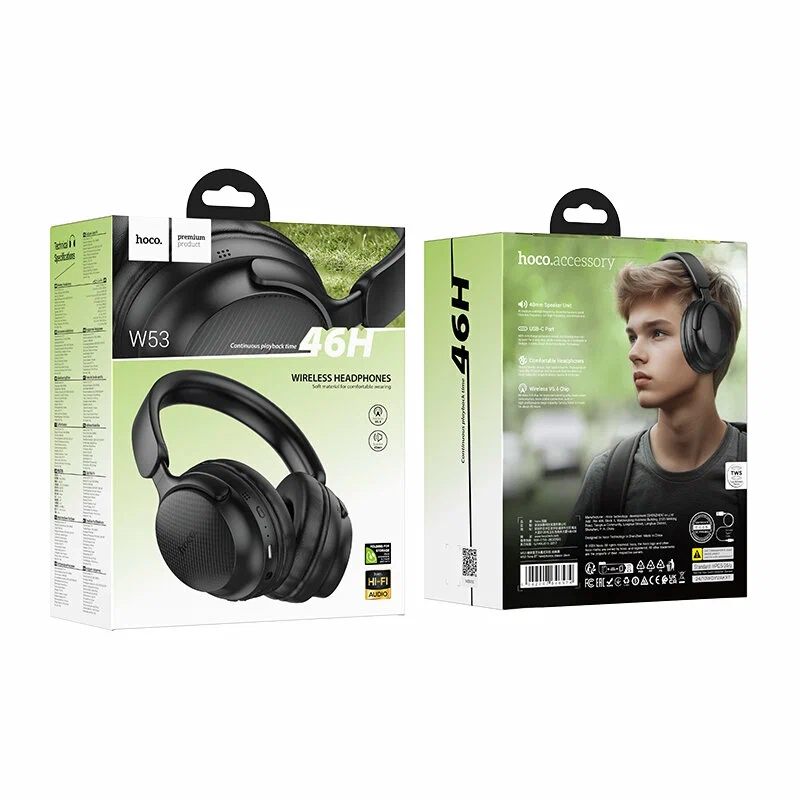 Наушники беспроводные Hoco W53 Tone BT, цвет черный