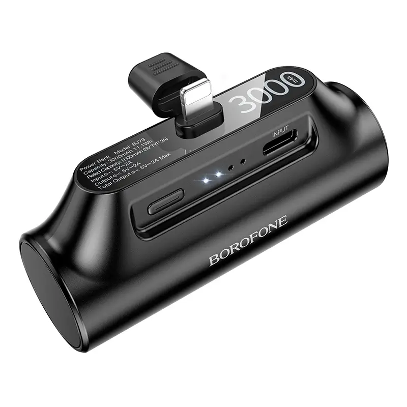 Внешний аккумулятор Borofone BJ73 3000mAh (Lightning/iPhone, 2000 mA), чёрный Внешний аккумулятор Borofone BJ73 3000mAh (Lightning/iPhone, 2000 mA), чёрный