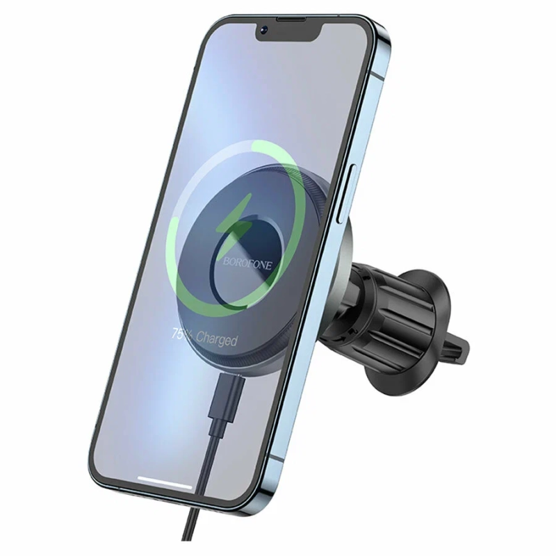 Автомобильный держатель с беспроводной зарядкой BOROFONE BH202, в девлектор, 15W