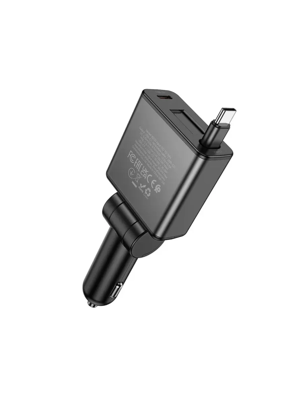 Зарядное устройство в авто с выдвижным кабелем Type-C BZ33 Зарядное устройство в авто с выдвижным кабелем Type-C BZ33