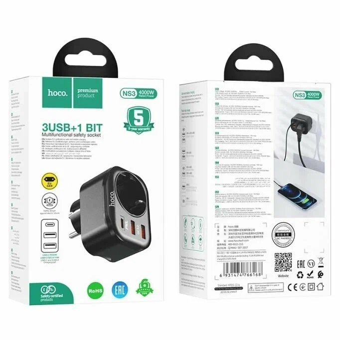 Сетевой фильтр Быстрая зарядка HOCO NS3