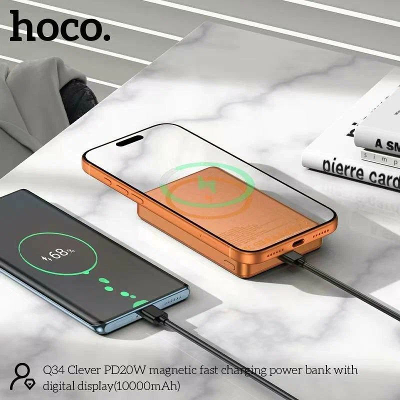 Внешний аккумулятор Hoco Q34 МagSafe Cosmic Orange 10000mAh Type-C
