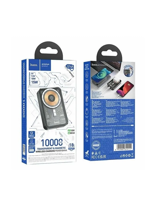 Магнитный аккумулятор с беспроводной зарядкой HOCO Q14A Магнитный аккумулятор с беспроводной зарядкой HOCO Q14A