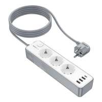 Удлинитель BOROFONE BAC9 3 розетки, 3xUSB, 1xUSB-C