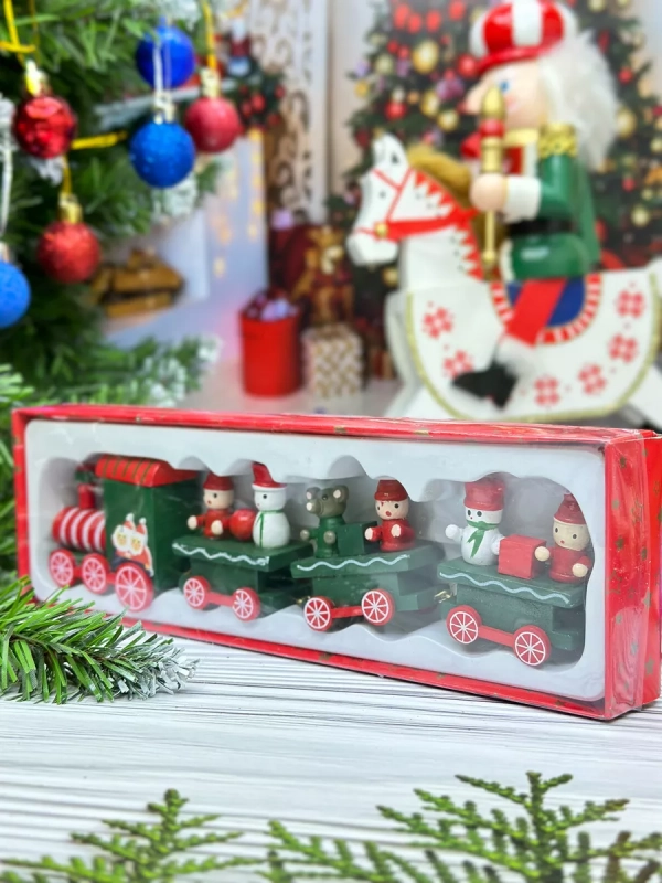 Новогодний паровозик 3 вагонч.20*5см Новогодний паровозик 3 вагонч.20*5см