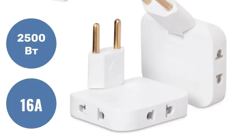 Тройник для розетки плоский поворотный 180, переходник