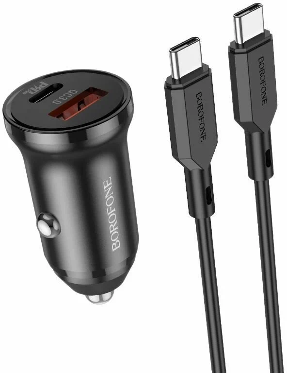 Зарядка в авто (USB+Type-C) + кабель Type-C to Type-C 1 м Зарядка в авто (USB+Type-C) + кабель Type-C to Type-C 1 м