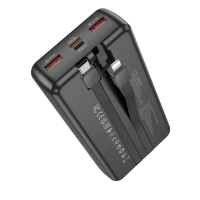 Повербанк 20000mAh, встроенные кабели Lightning и Type-C
