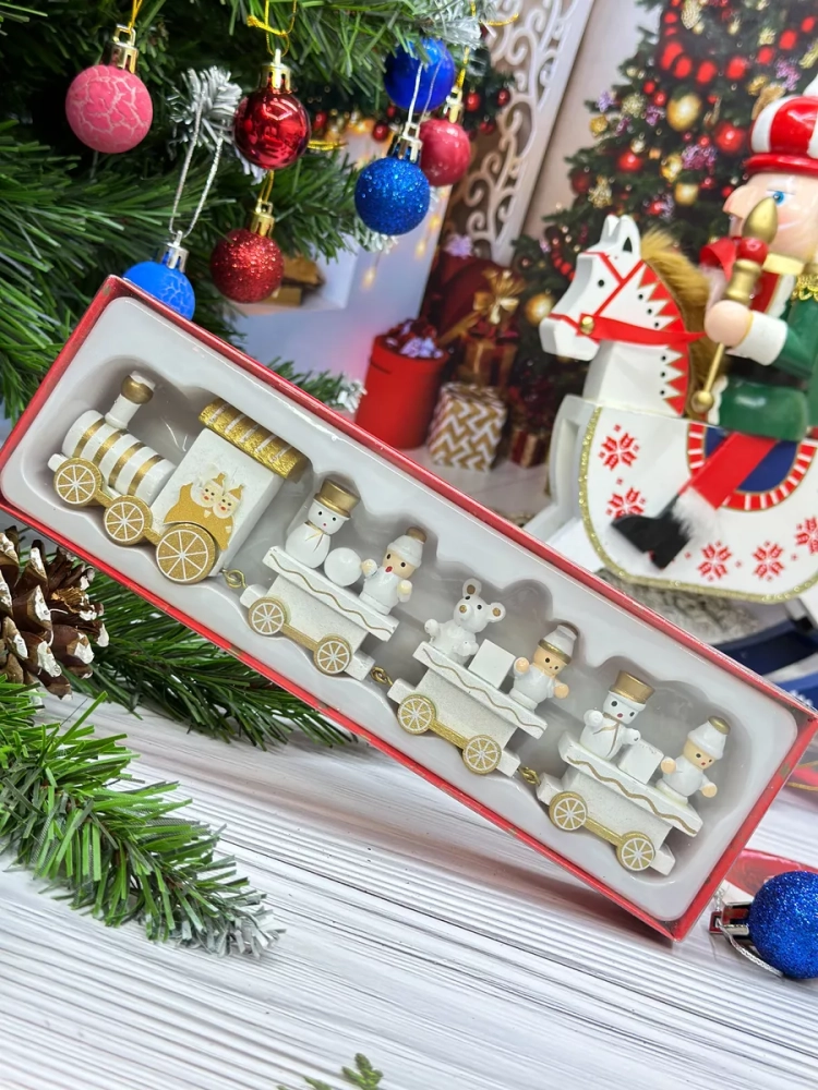 Новогодний паровозик 3 вагонч.20*5см