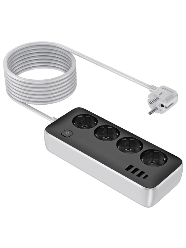 Сетевой фильтр на 4 розеток+3 USB+1 PD, 3м, AC21, HOCO Сетевой фильтр на 4 розеток+3 USB+1 PD, 3м, AC21, HOCO