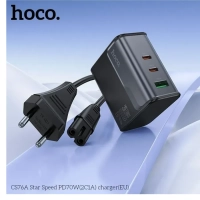 Сетевое зарядное устройство USB/Type-C Hoco CS76A (70W, QC3.0, PD, 3 порта, с сетевым кабелем)