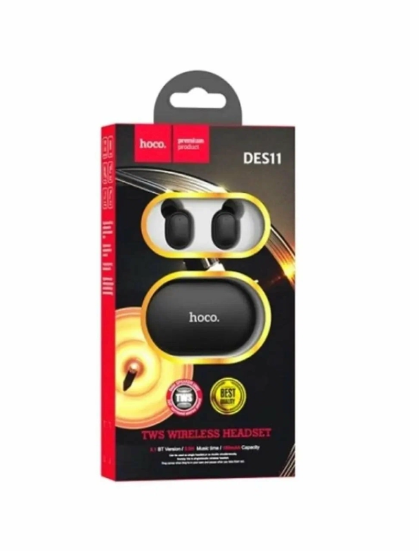 Наушники беспроводные bluetooth hoco DES11, TWS черные Наушники беспроводные bluetooth hoco DES11, TWS черные