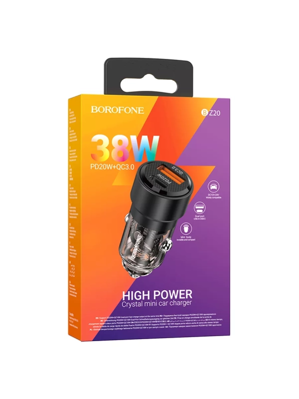 Адаптер автомобильный Borofone BZ20 Smart 38W PD+QC3.0