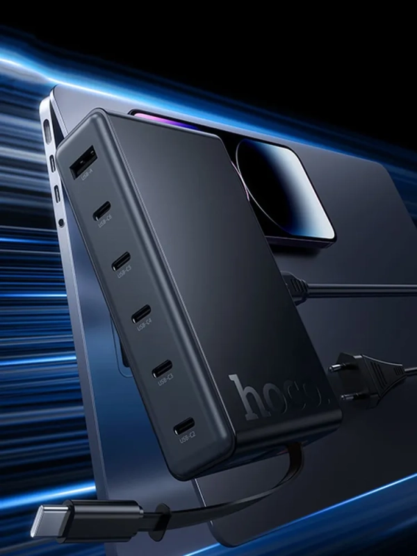 Сетевое зарядное устройство на 6 портов с кабелем рулеткой Сетевое зарядное устройство на 6 портов с кабелем рулеткой