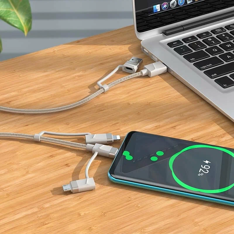 Кабель BU51 Type-C/USB-Type-C/Lightning/MicroUSB, 2м, серый Кабель BU51 Type-C/USB-Type-C/Lightning/MicroUSB, 2м, серый