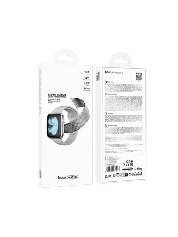 Смарт-часы с двумя ремешками Hoco Y42 Smart watch серебро
