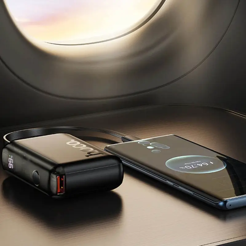 Внешний аккумулятор Hoco J139, 10000mAh (QC3.0 22, 5W, PD20W), встроенный кабель Внешний аккумулятор Hoco J139, 10000mAh (QC3.0 22, 5W, PD20W), встроенный кабель