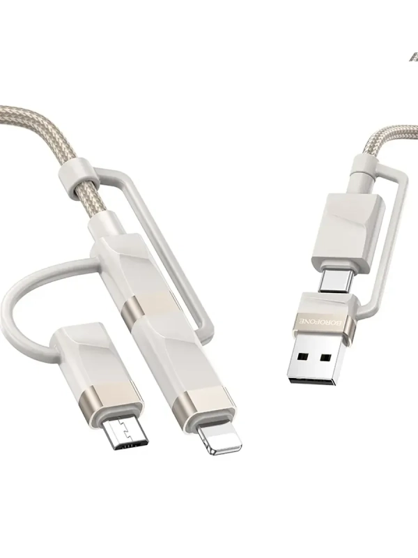 Кабель BU51 Type-C/USB-Type-C/Lightning/MicroUSB, 2м, серый Кабель BU51 Type-C/USB-Type-C/Lightning/MicroUSB, 2м, серый