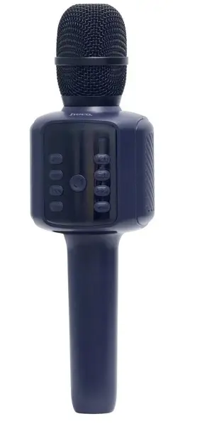 Караоке микрофон Hoco L24 Shine, беспроводной, Bluetooth 5.4, micro SD, USB, 1200 mAh, 5W, Синий