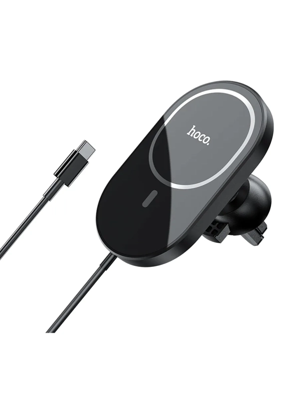 Автодержатель CA90 с беспроводной зарядкой HOCO черный