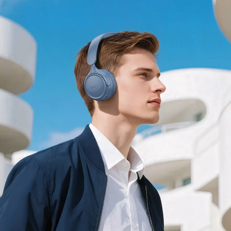 Беспроводные наушники Hoco W66 Wave голубые