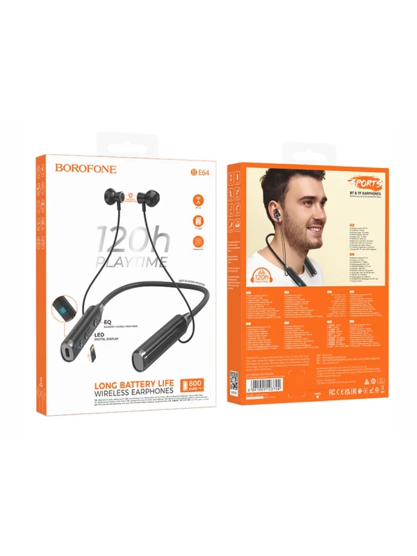 Беспроводные наушники BOROFONE BE64 Perfect neckband черный Беспроводные наушники BOROFONE BE64 Perfect neckband черный