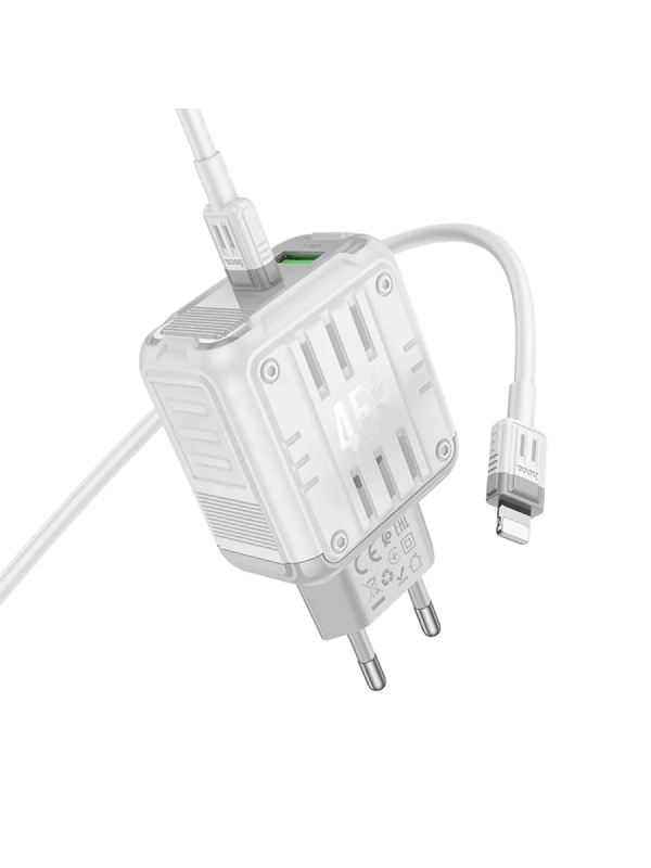 Сетевое зарядное устройство, 1 USB 3.0 QC+1 PD 45W (C136A) Сетевое зарядное устройство, 1 USB 3.0 QC+1 PD 45W (C136A)