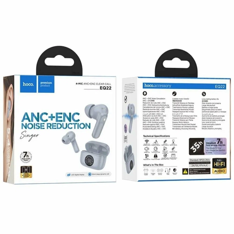 Bluetooth гарнитура Hoco EQ22 Singer синие