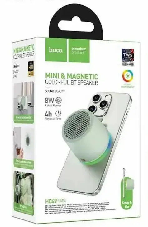 HOCO колонка блютуз беспроводная HC49 с магнитным креплением, 4 часа музыки, 8W, BT 6.0