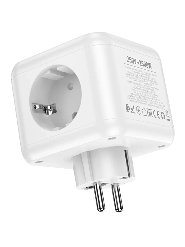 сетевой фильтр с 3 розетками (PD20W/1C3A)(EU/GER) Borofone BAC10 (white)