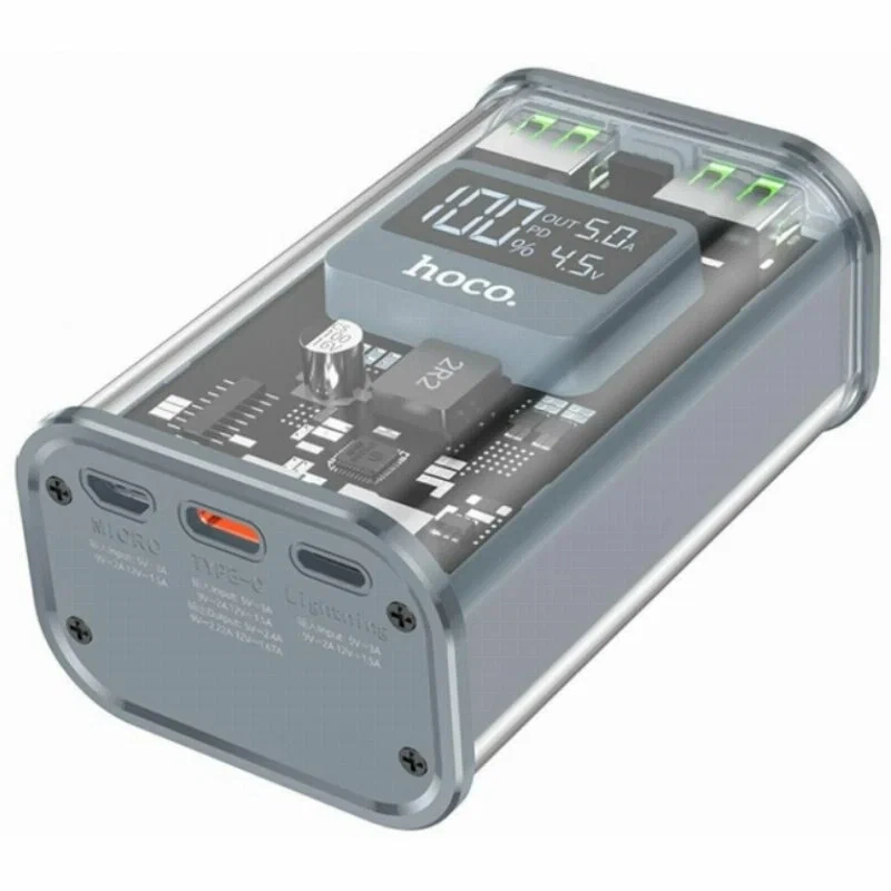 Внешний аккумулятор (Power Bank) Hoco J105, 10000 mAh, серый Внешний аккумулятор (Power Bank) Hoco J105, 10000 mAh, серый