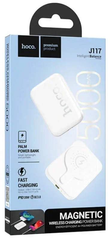 Пауэрбанк Hoco J117 5000 mAh с беспроводной зарядкой Пауэрбанк Hoco J117 5000 mAh с беспроводной зарядкой