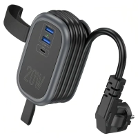 Сетевой фильтр HOCO NS7, 1.1м, 3,0А, 1 розетка, 2 USB, Type-C, PD20W