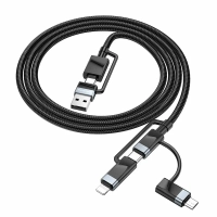 Кабель для зарядки 6 в 1 USB / Type-C to Lightning 27W / Type-C to Type-C 60W/ Type-C to Micro 2A 1.2м в нейлоновой оплетке черный
