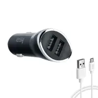 Автомобильное зарядное устройство с кабелем USB на MicroUSB + 2 USB 2A AZ-07 ISA черное