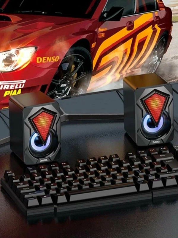 Игровые компьютерные колонки 2.0 HOCO DS30 с активной RGB-подсветкой (6W, USB, AUX)