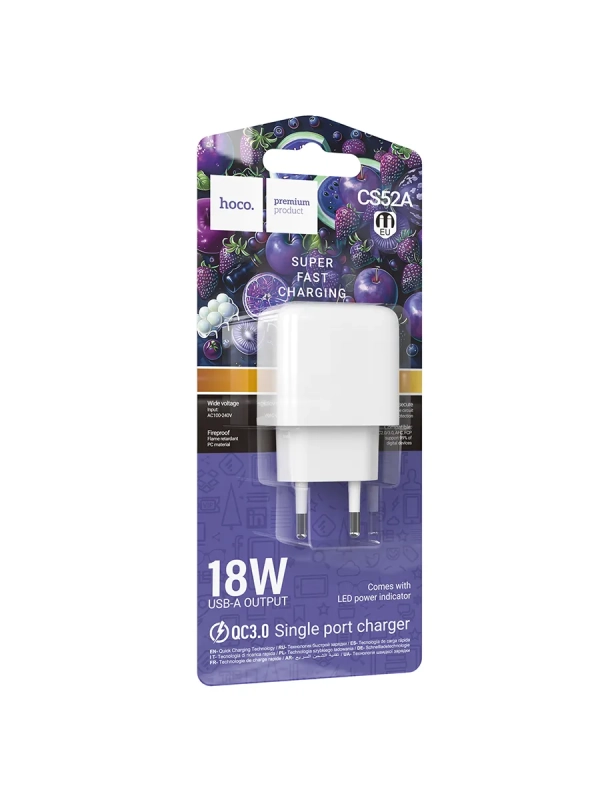 Сетевое зарядное устройство HOCO CS52A QC3.0 3000mA Сетевое зарядное устройство HOCO CS52A QC3.0 3000mA