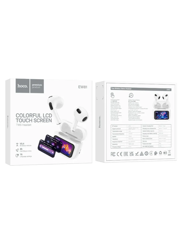 Наушники беспроводные с сенсорным дисплеем EW81 Наушники беспроводные с сенсорным дисплеем EW81