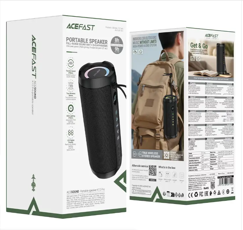 Колонка беспроводная ACEFAST K12 Pro 30W черный