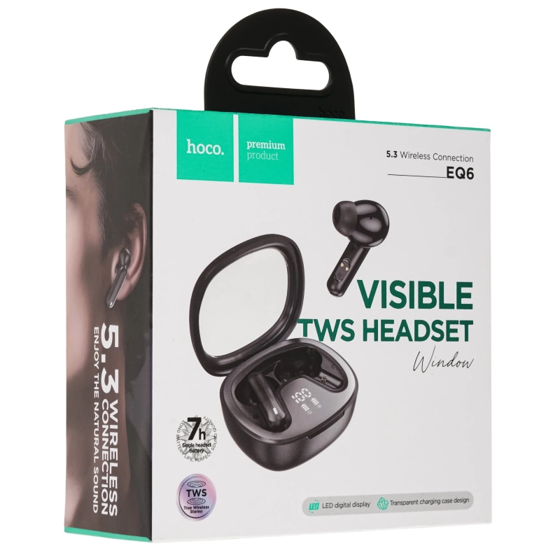 Беспроводные наушники EQ6, HOCO, вакуумные, черные