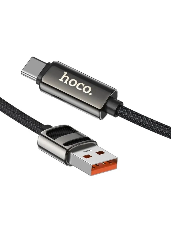 Кабель для быстрой зарядки, HOCO, 5A, 66W, Type-C- USB с дисплеем, черный, 1.2м Кабель для быстрой зарядки, HOCO, 5A, 66W, Type-C- USB с дисплеем, черный, 1.2м