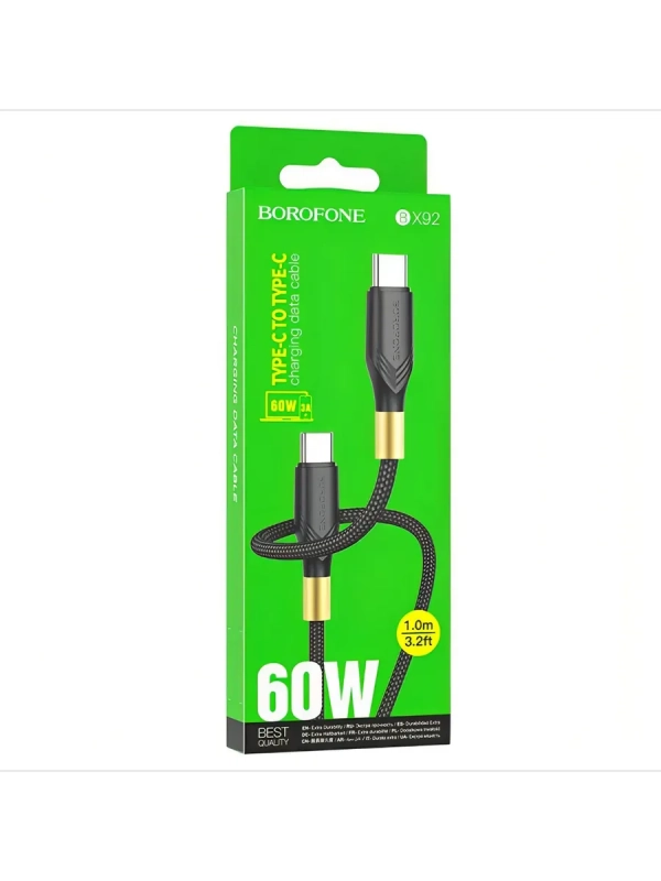 Кабель зарядки USB TYPE-C to Type-C PD 60W Borofone BX92 Кабель зарядки USB TYPE-C to Type-C PD 60W Borofone BX92