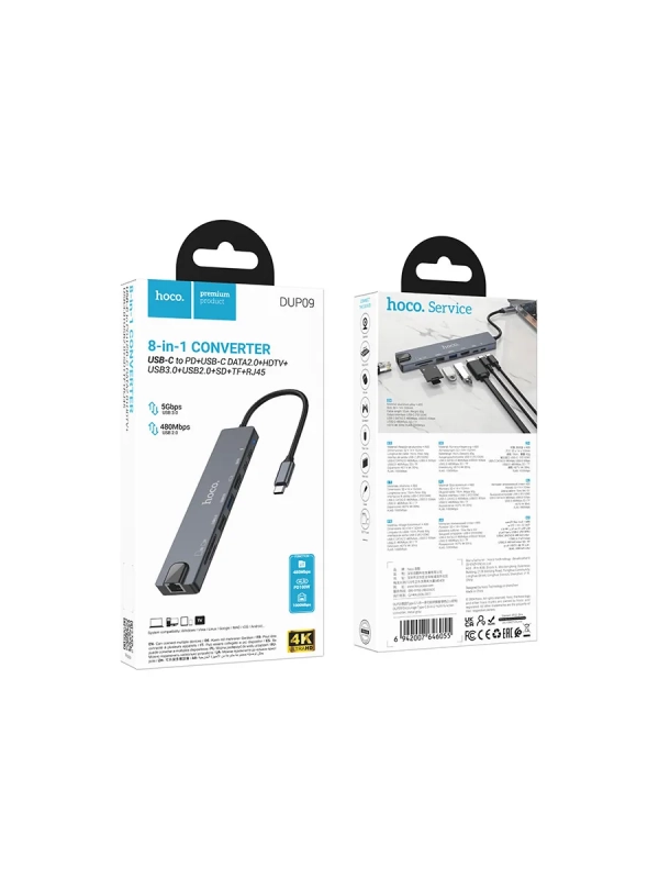 USB хаб Type-C 8в1 с RJ45 и HDMI
