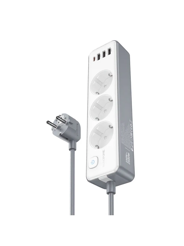 Удлинитель BOROFONE BAC9 3 розетки, 3xUSB, 1xUSB-C