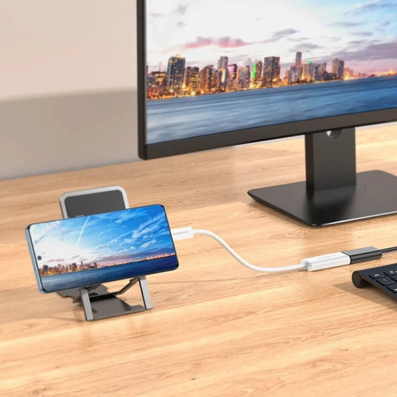 Переходник Borofone DH11, USB Type-C - HDTV, для фото- и видео техники, белый Переходник Borofone DH11, USB Type-C - HDTV, для фото- и видео техники, белый